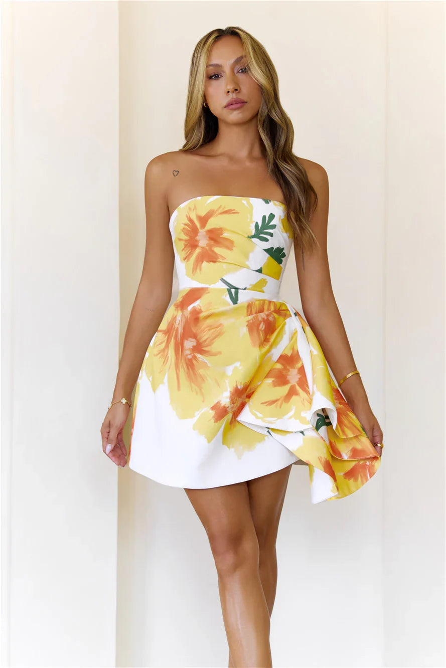 Sunbeam Allure Strapless Mini Dress Yellow
