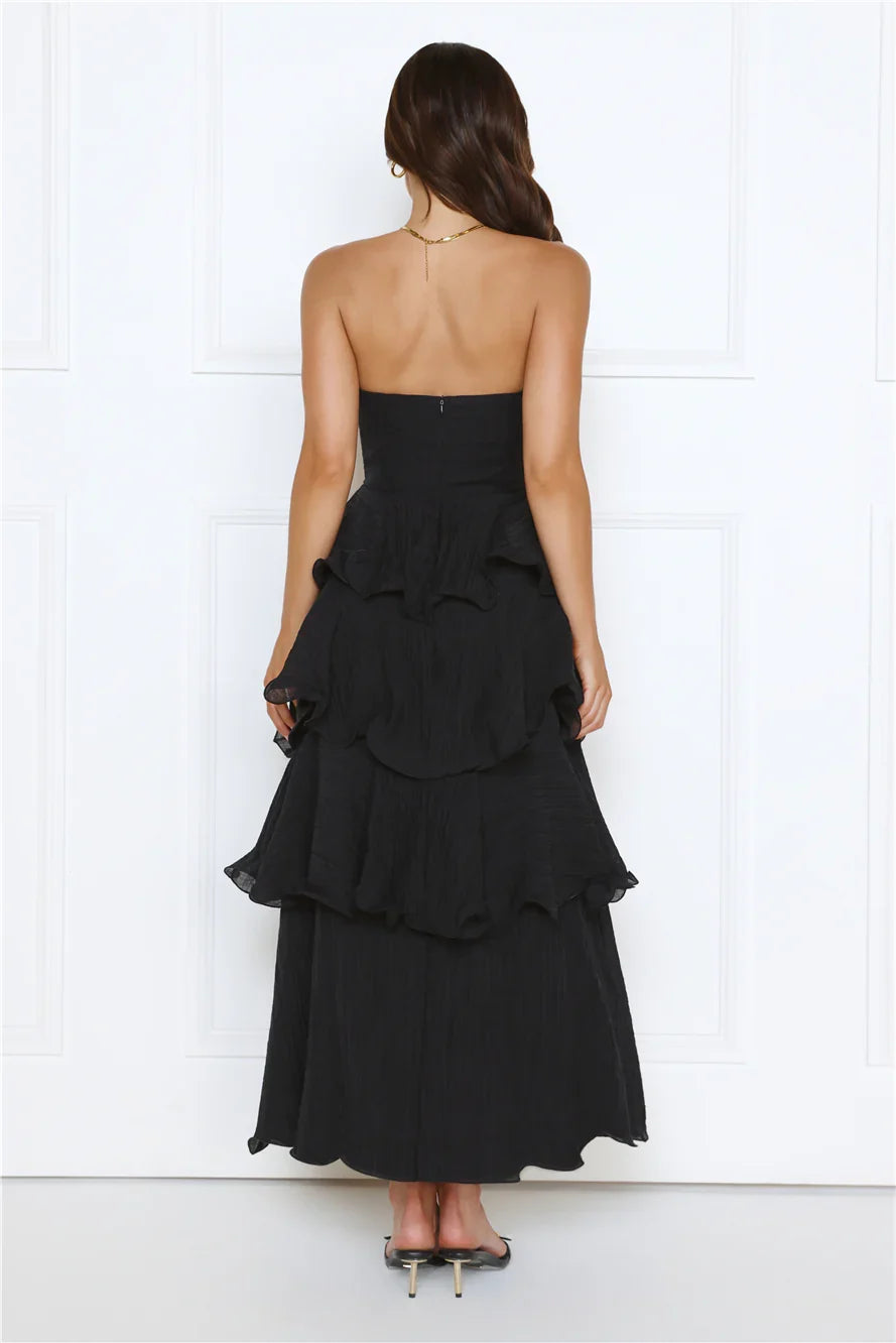 Wedding Adventure Strapless Maxi Dress Black