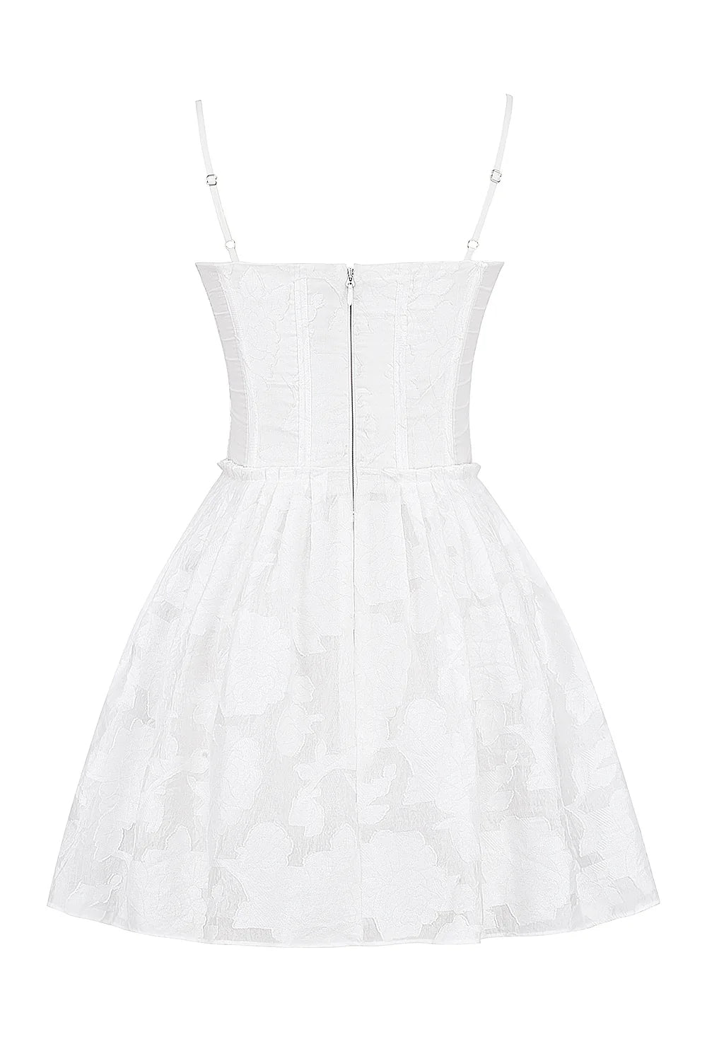 white jacquard corset mini dress