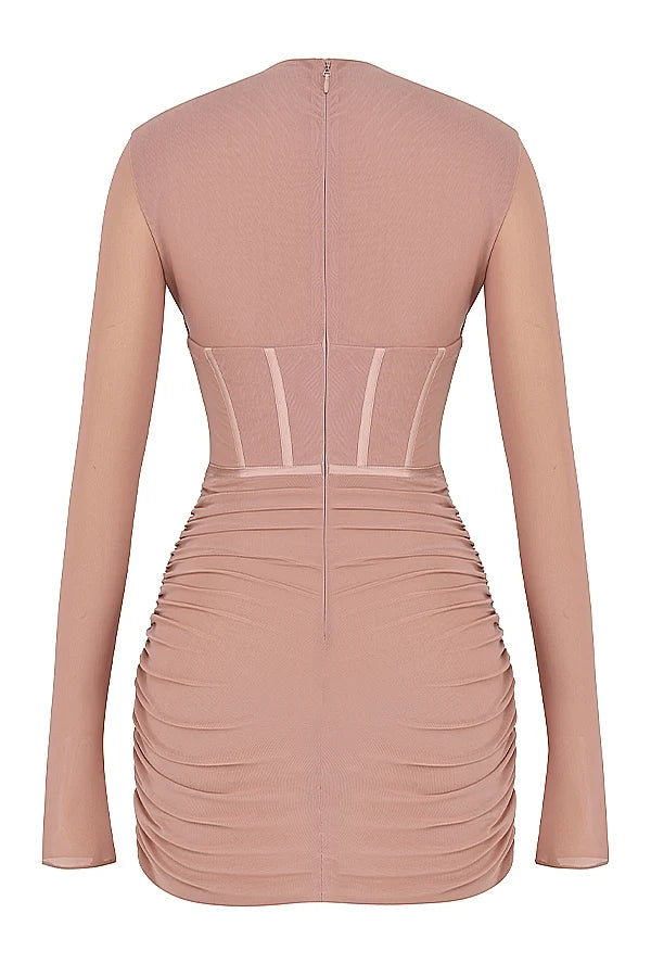 blush corset mini dress