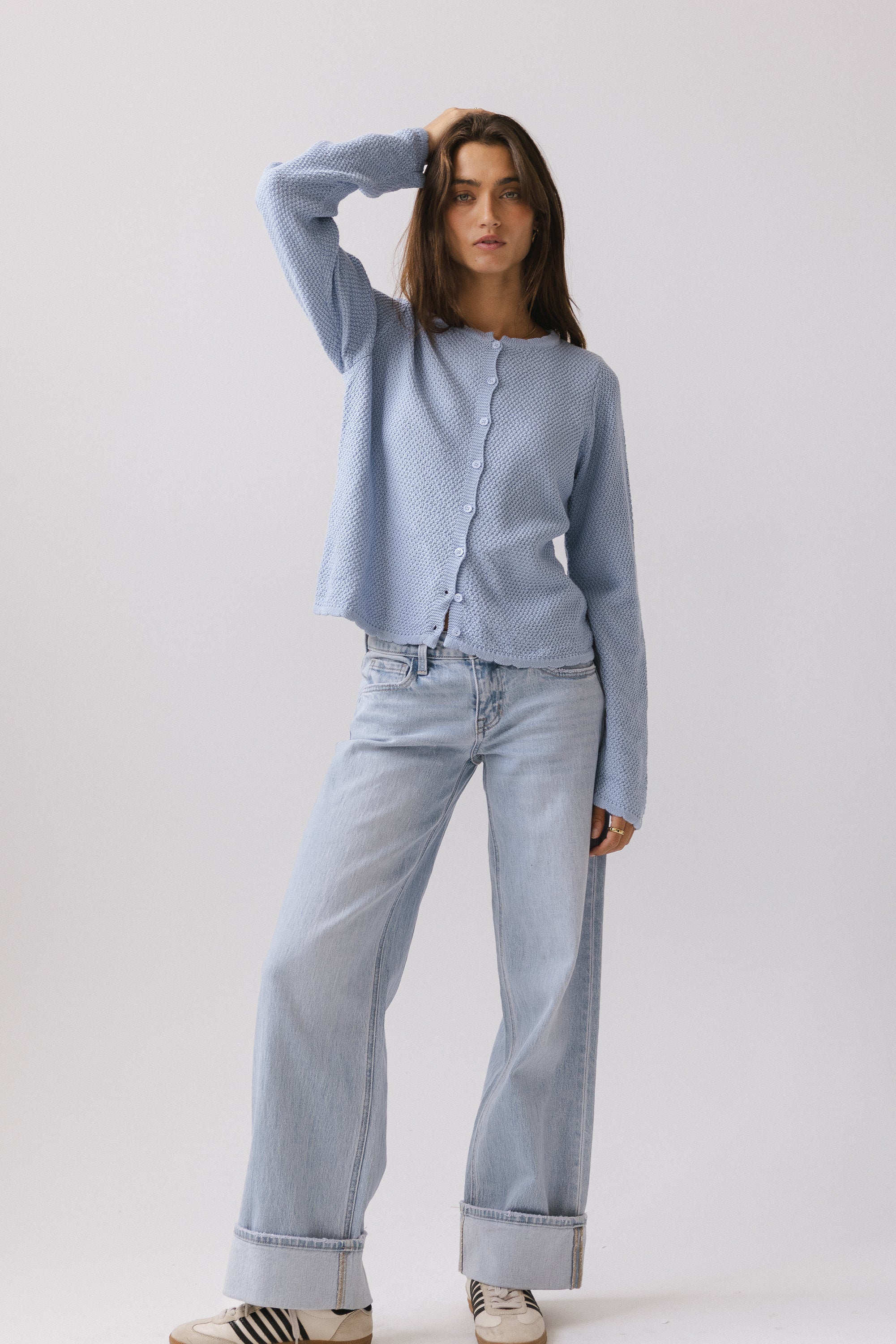 Azuline Knit Cardigan in Powder Blue