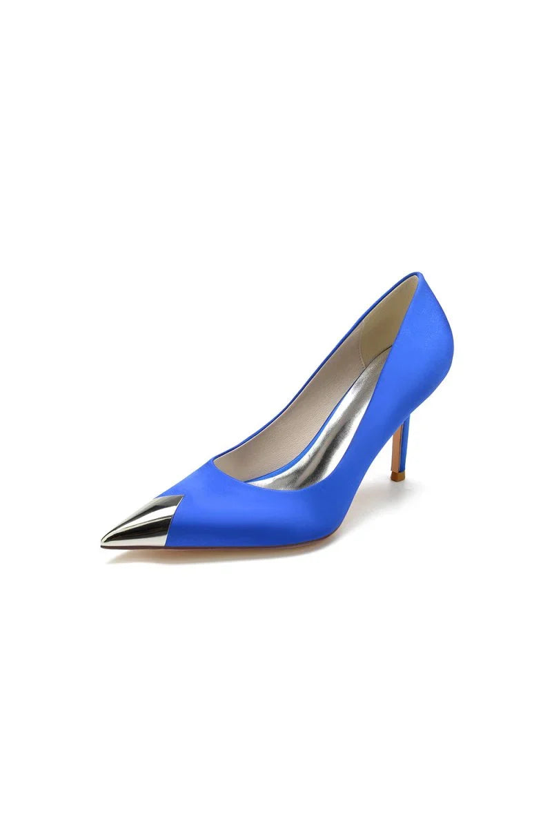 Simple Cocktail Metallic Pointed Toe High Heels