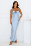 Ultimate Style Satin Maxi Dress Blue
