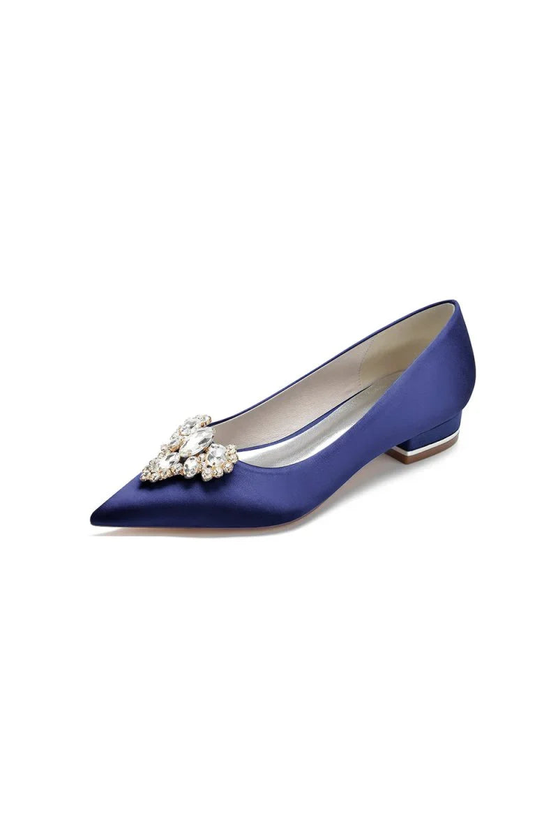 Pretty Pointed Toe Rhinestone Kitten Heels