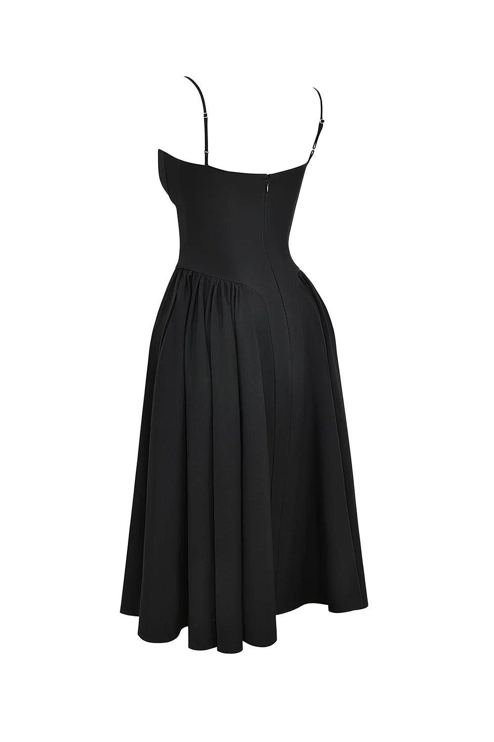 black corset midi dress