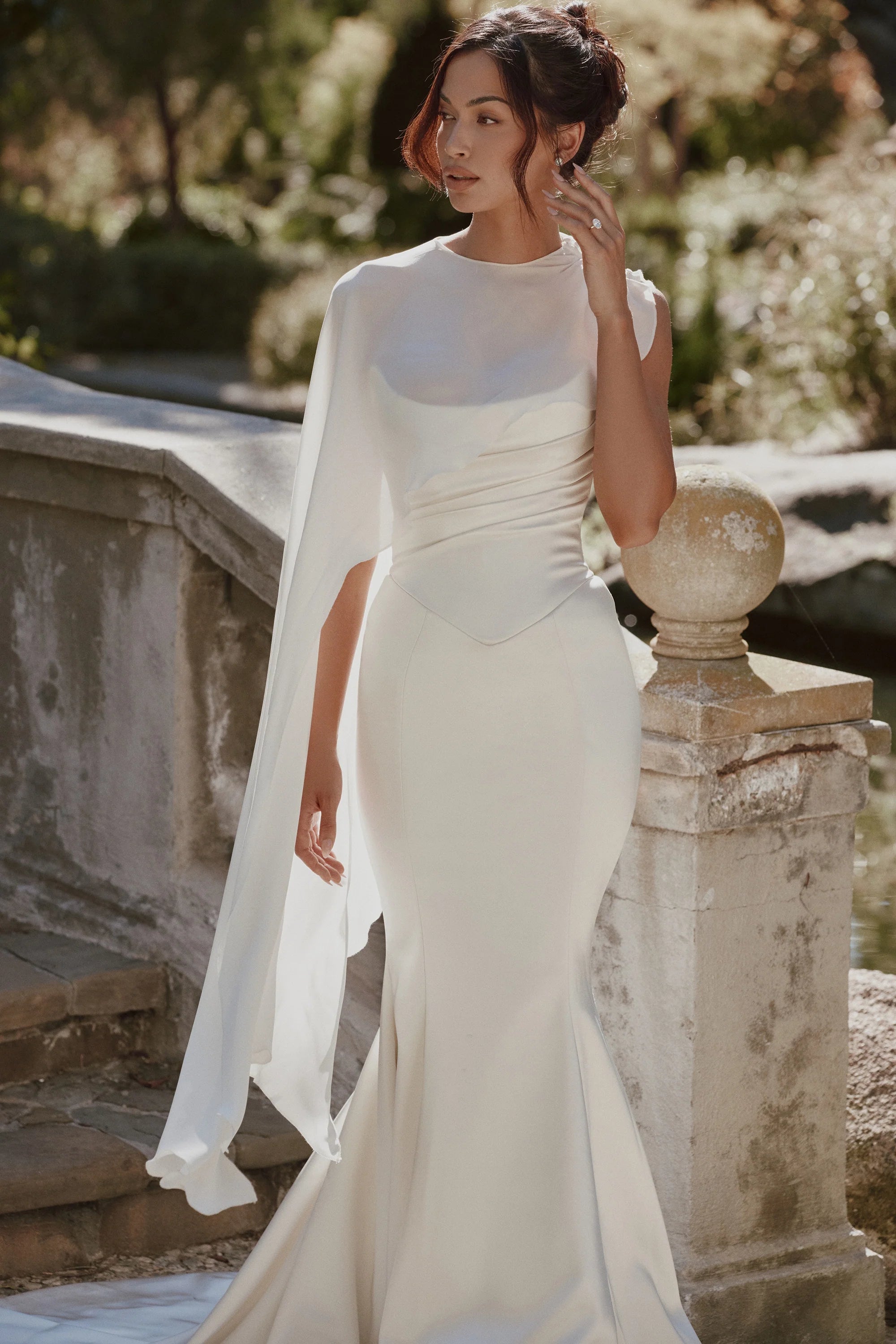 ivory draped pure silk asymmetric shawl