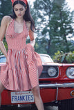Tulsa Halter Midi Dress Scarlet Stripe