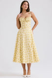 buttercup vintage floral print cotton bustier sundress