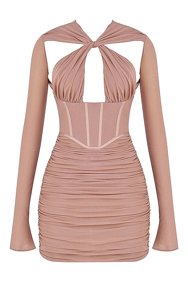 blush corset mini dress