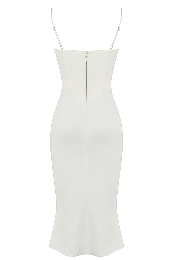 ivory satin cutout corset dress