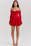 scarlet off shoulder dress