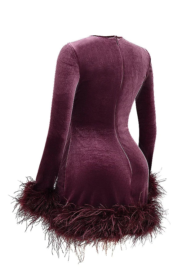 mulberry velvet mini dress