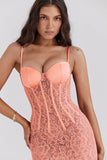 sorbet lace godet maxi dress