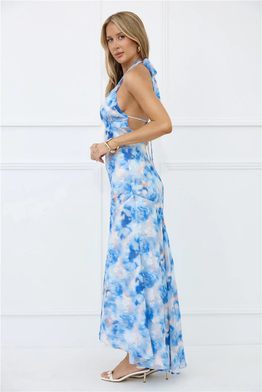 Underestimated Halter Maxi Dress Blue