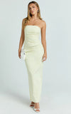Jamie Maxi Dress Strapless Ruched Fitted Column Dress in Lemon