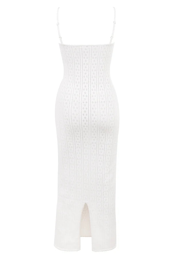 white knit maxi dress
