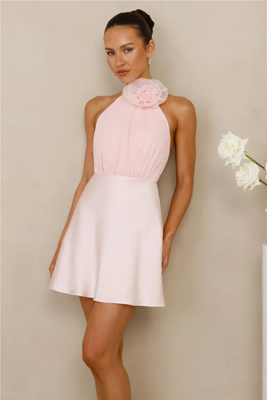 Infinite Charm Halter Mini Dress Pink