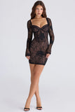 black embroidered floral lace mini dress limited edition