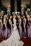 Halter Satin Pleated Mermaid Sleeveless Long Bridesmaid Dress
