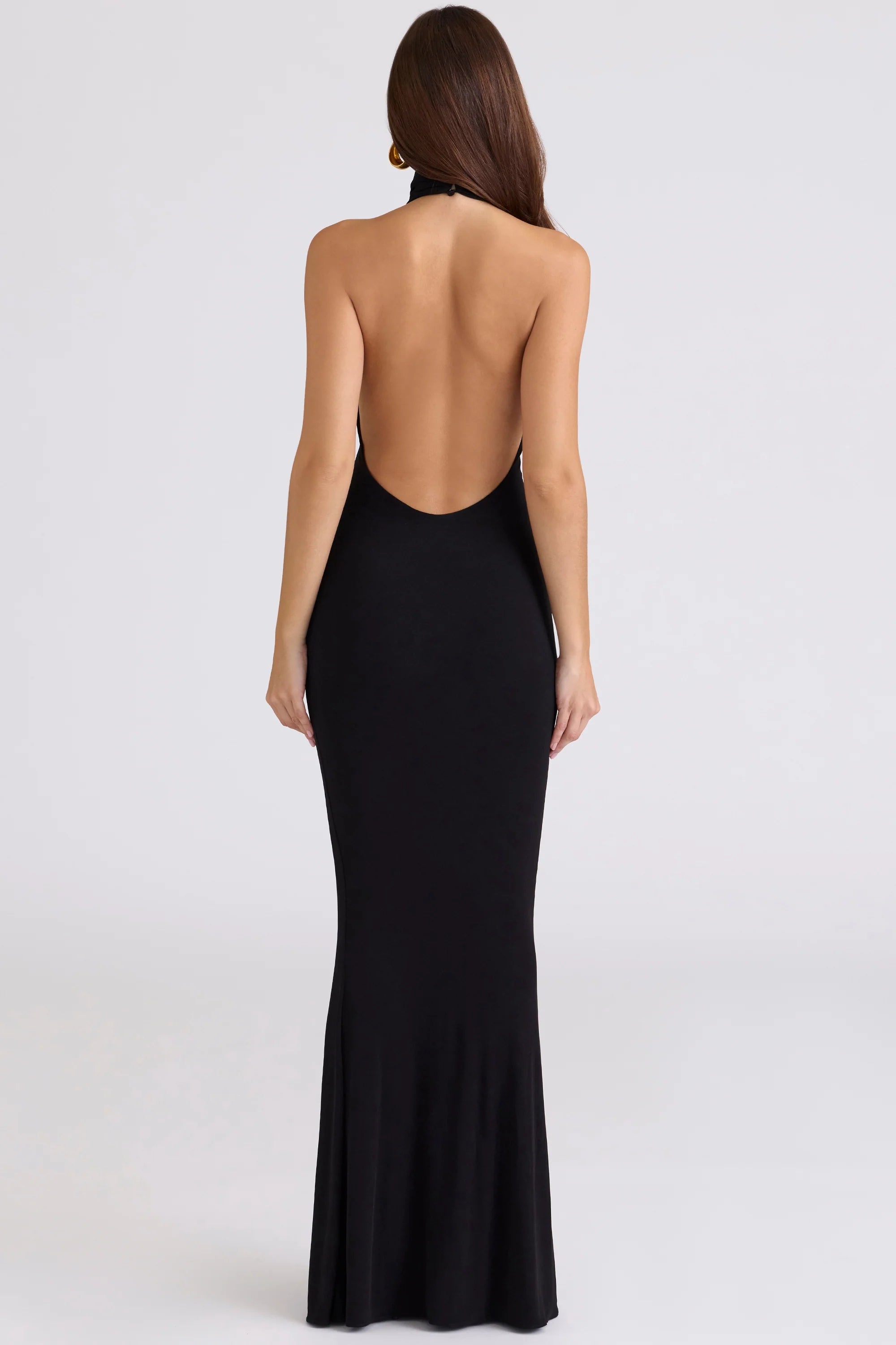 black backless silhouette maxi dress limited edition