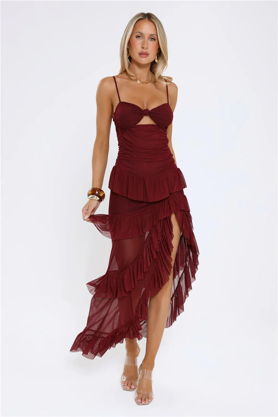 Fresh Layers Maxi Dress Wine