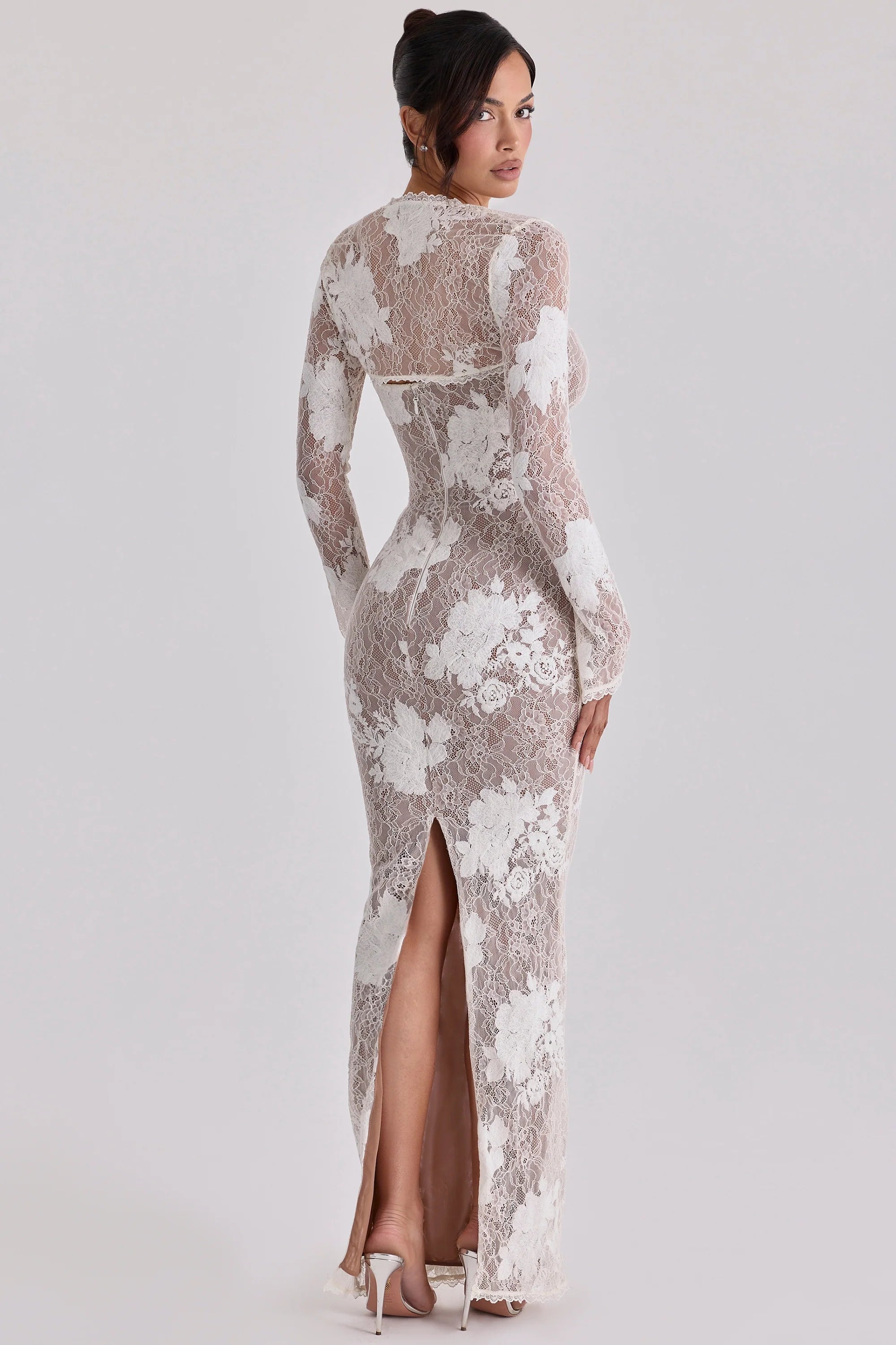 ivory embroidered lace maxi dress limited edition