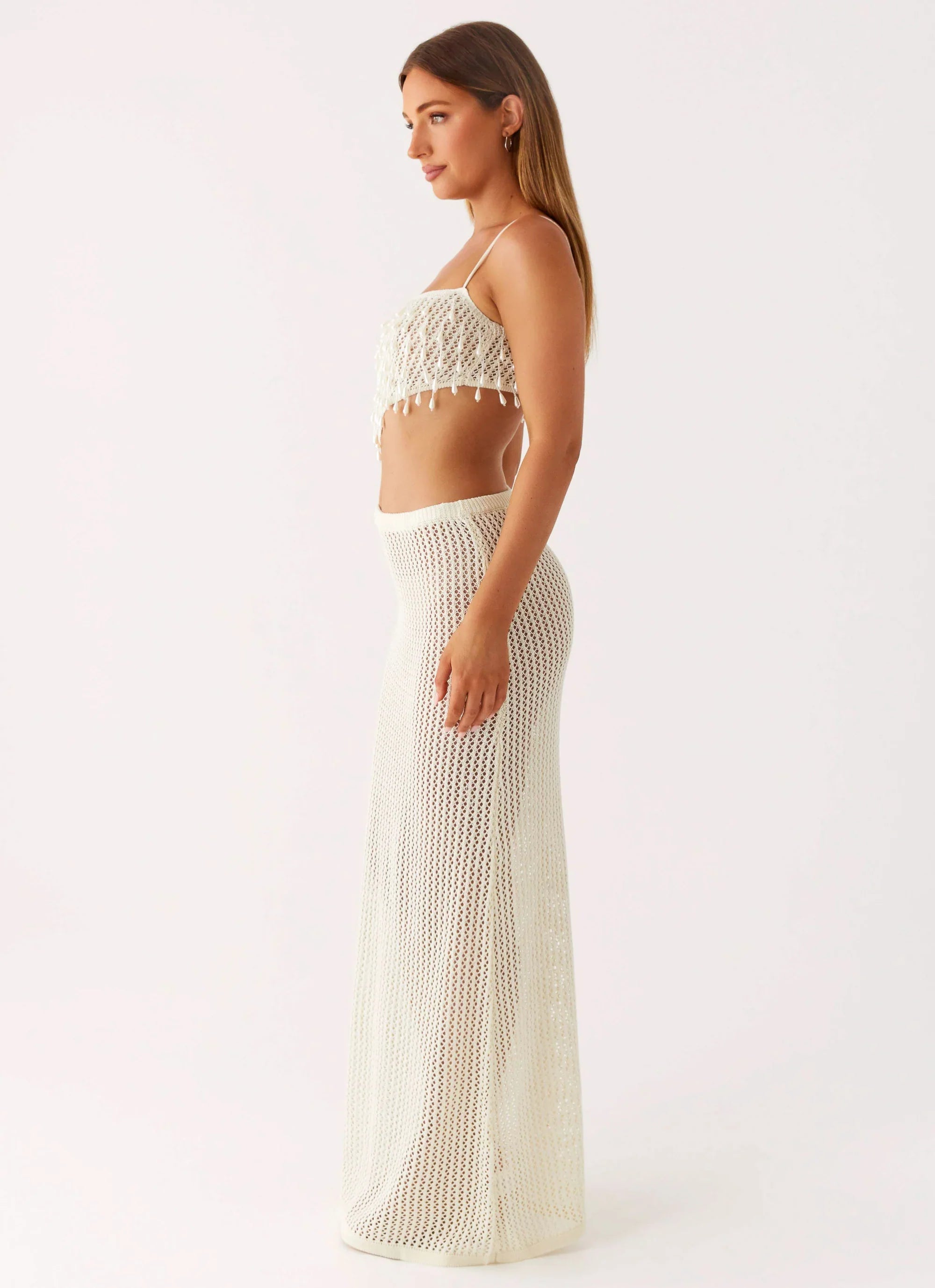 Shellbound Crochet Maxi Dress Ivory