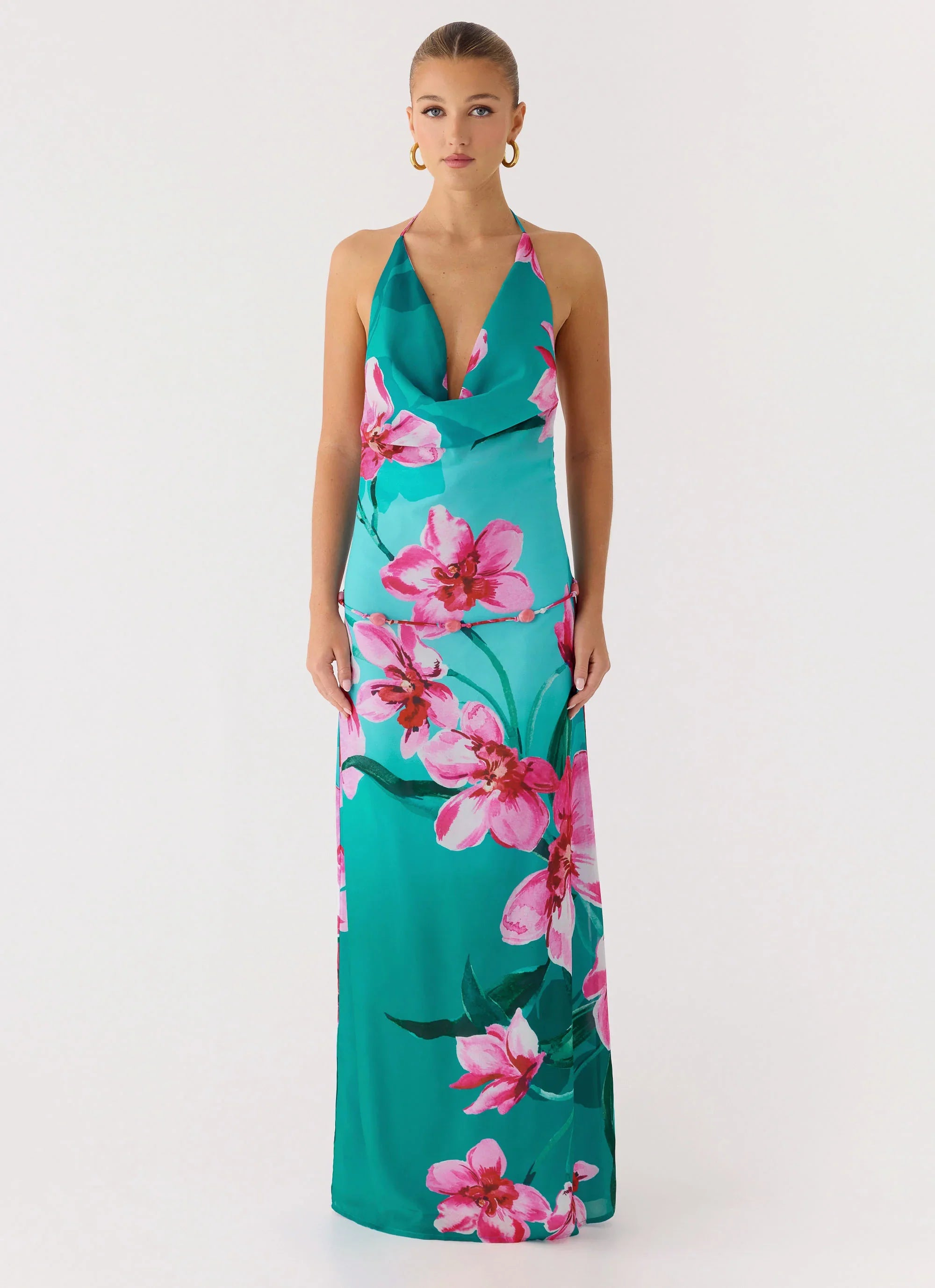 Yoon Beaded Cowl Maxi Dress Petal Reef