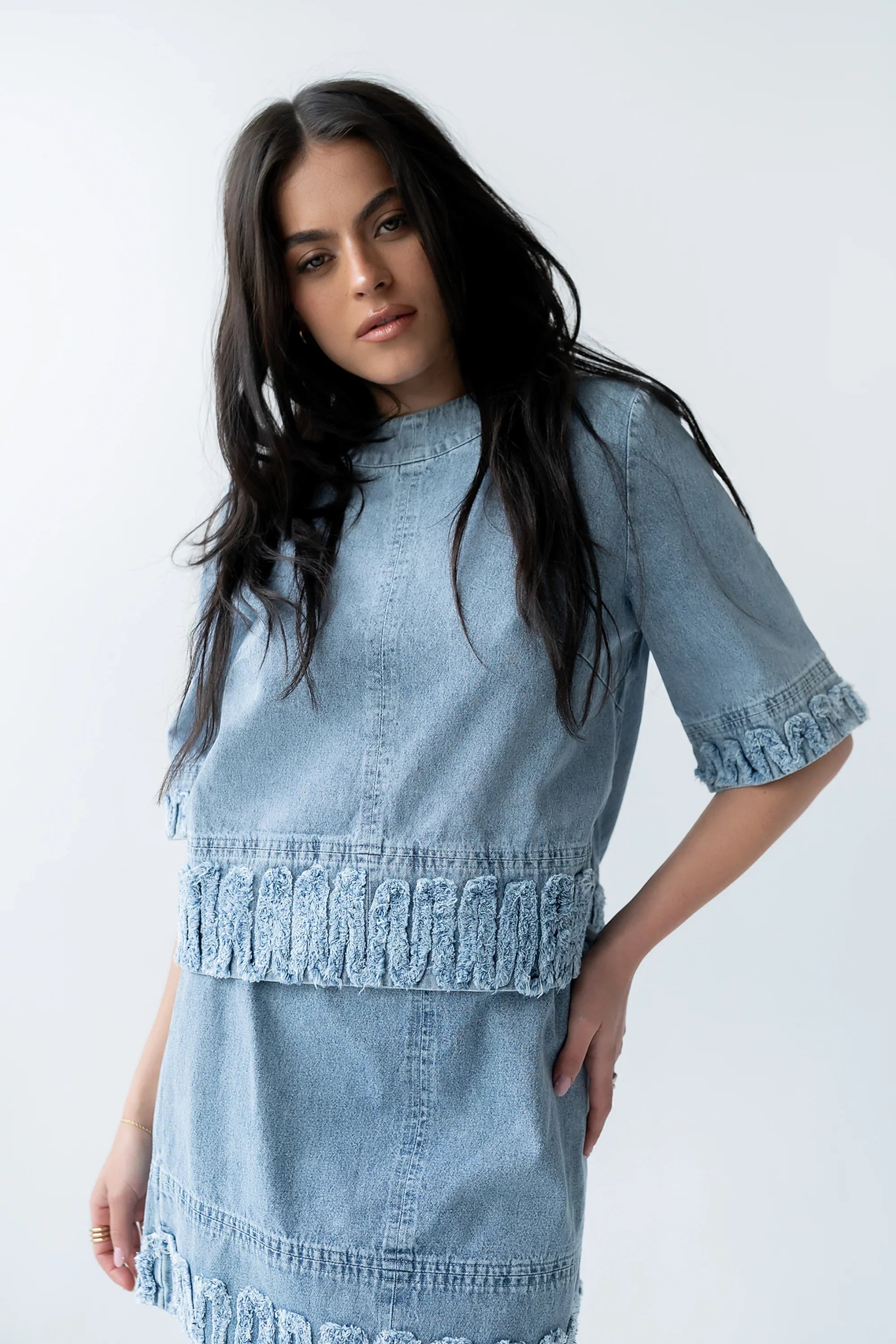 Jana Light Wash Denim Top