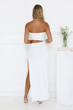 Floral Rose Strapless Maxi Dress Off White