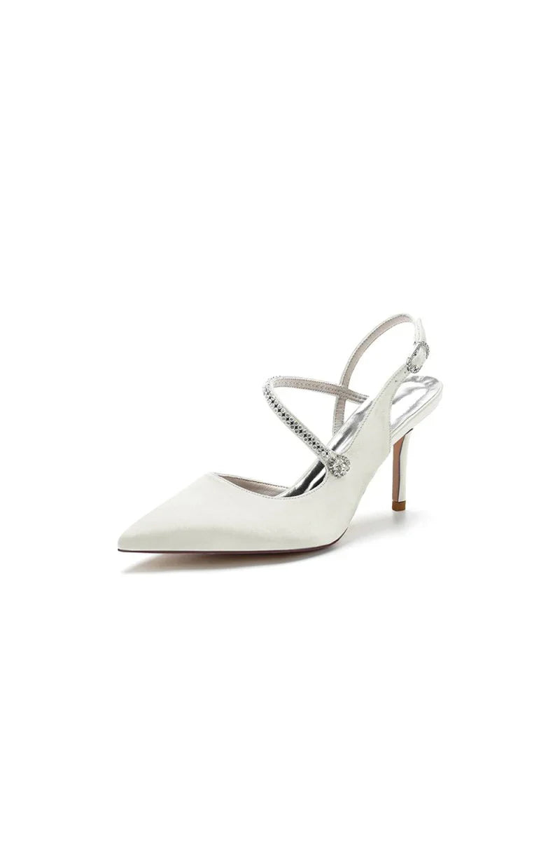 Crystal Strap Pointed Toe Stiletto Heel Shoes