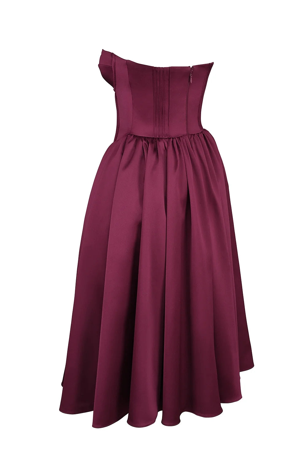 burgundy satin tulle midi dress sale