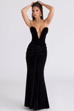 black velvet deep plunge maxi gown limited edition