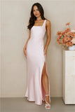 The Evelina Satin Maxi Dress Pink