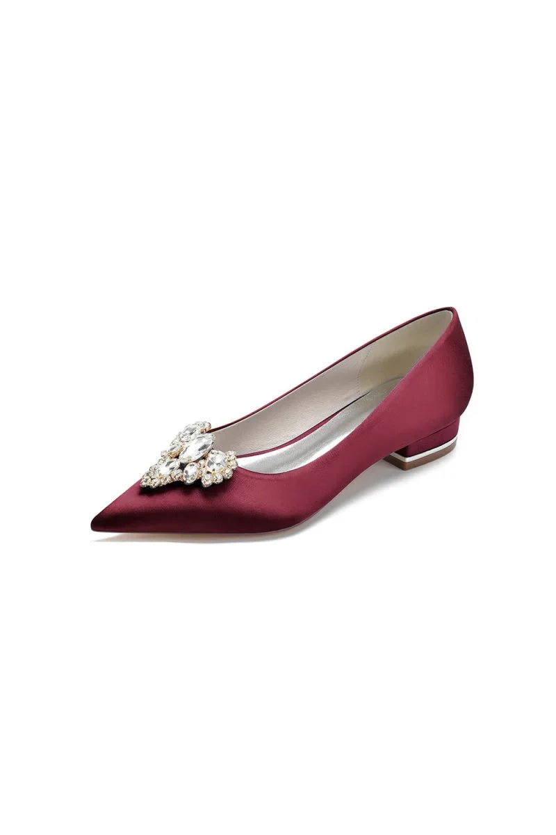 Pretty Pointed Toe Rhinestone Kitten Heels