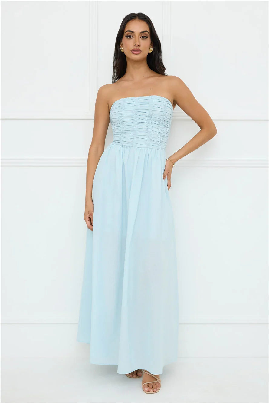 Luciana Strapless Maxi Dress Blue