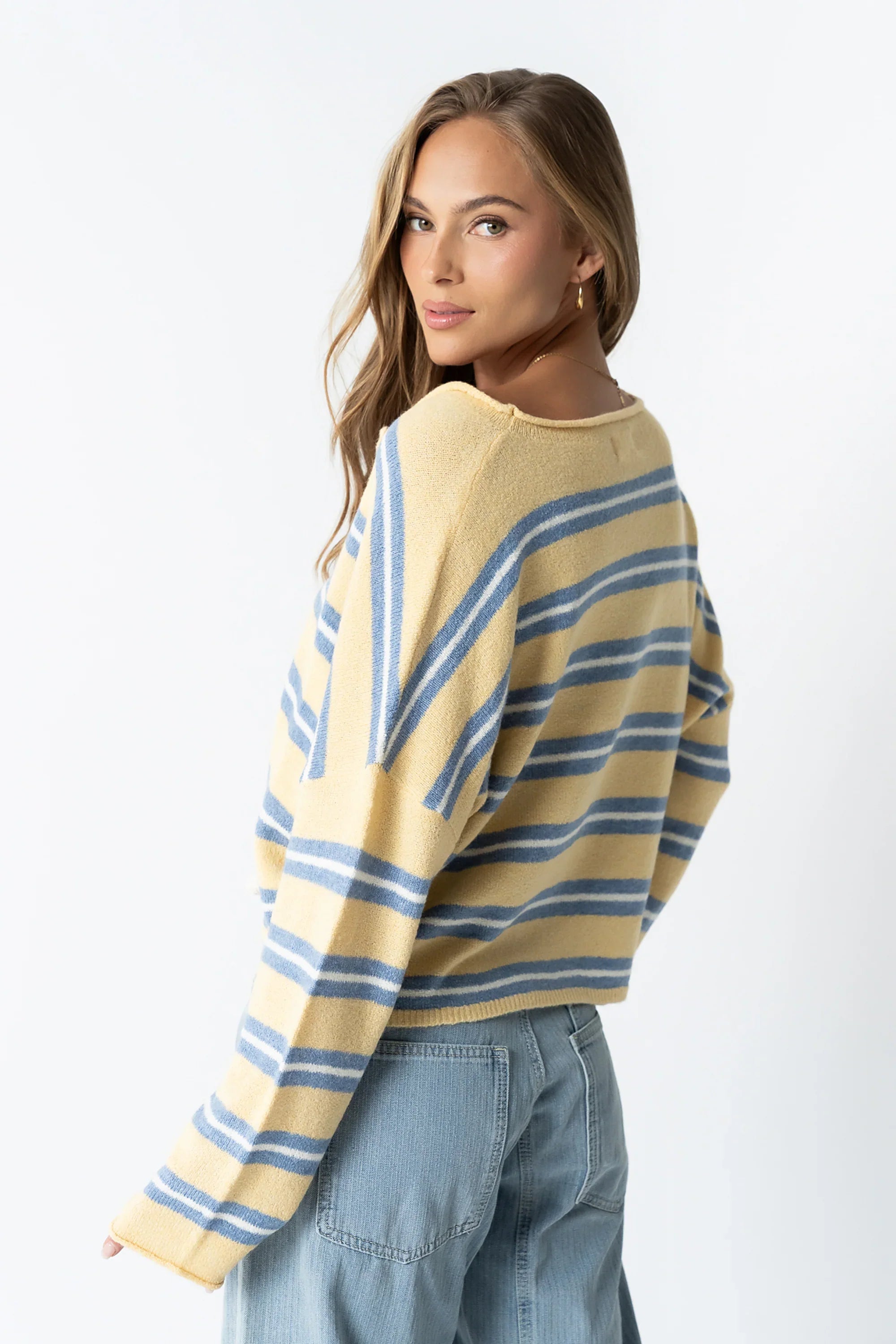 Mariah Striped Cardigan in Yellow
