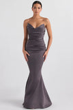 shadow satin strapless gown
