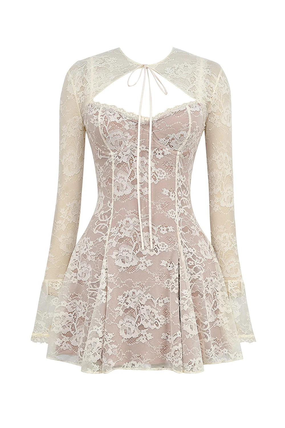 vintage cream lace mini dress