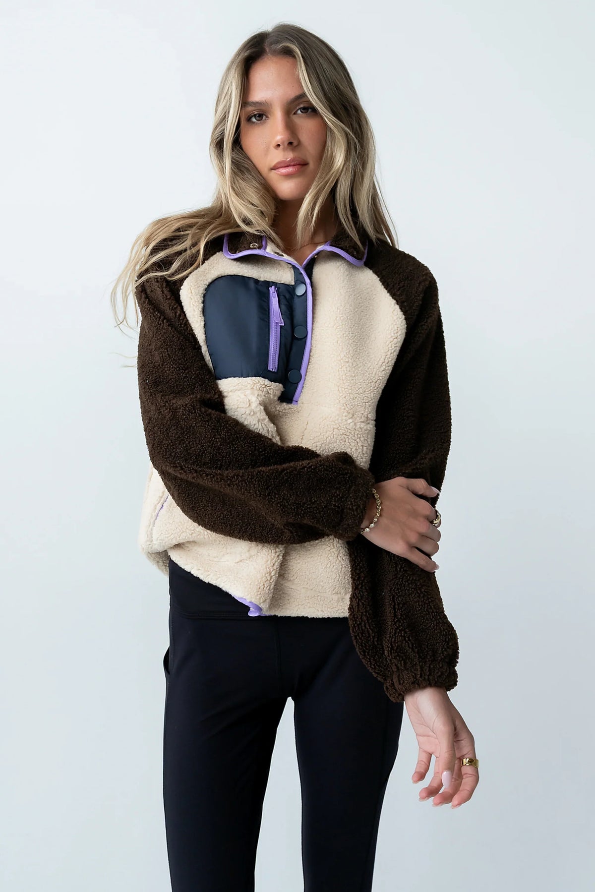 Milana Sherpa Pullover in Brown