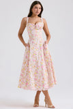pink meadow print cotton bustier sundress
