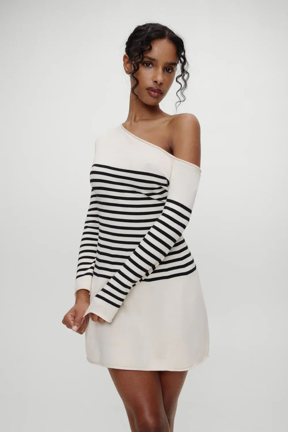 Boardwalk Off Shoulder Mini Dress Ivory