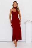 Stylish Chic Maxi Dress Wine