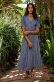 Ember Floral Midi Dress in Blue