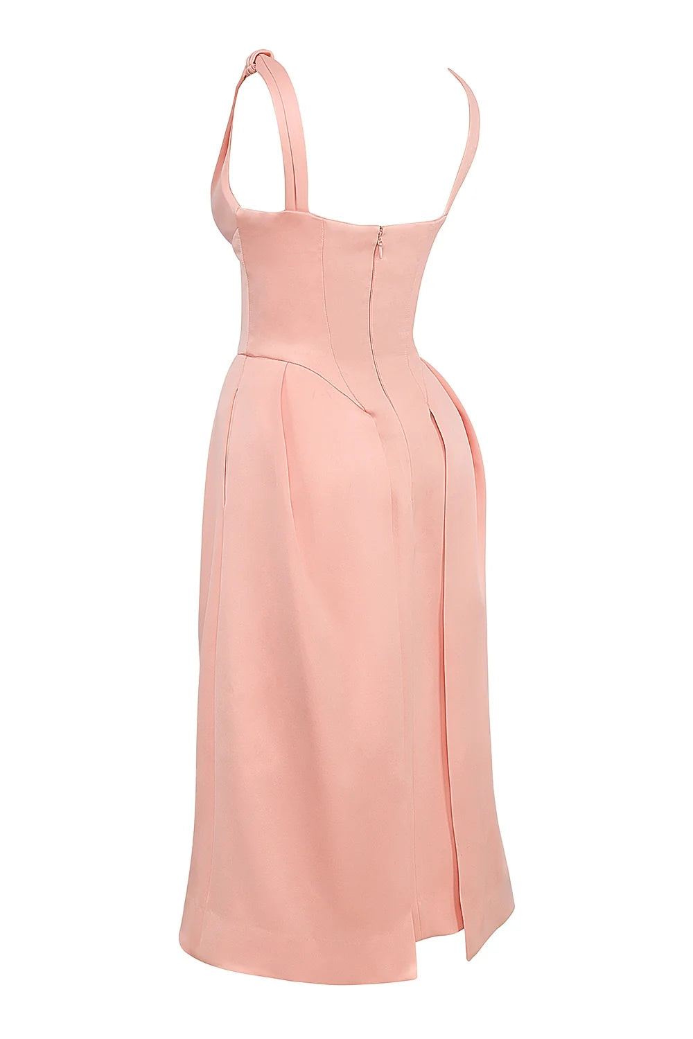 peach satin pleated midi dress sale