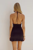 HALSTON MINI DRESS BLACK