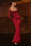 berry satin maxi dress with corset