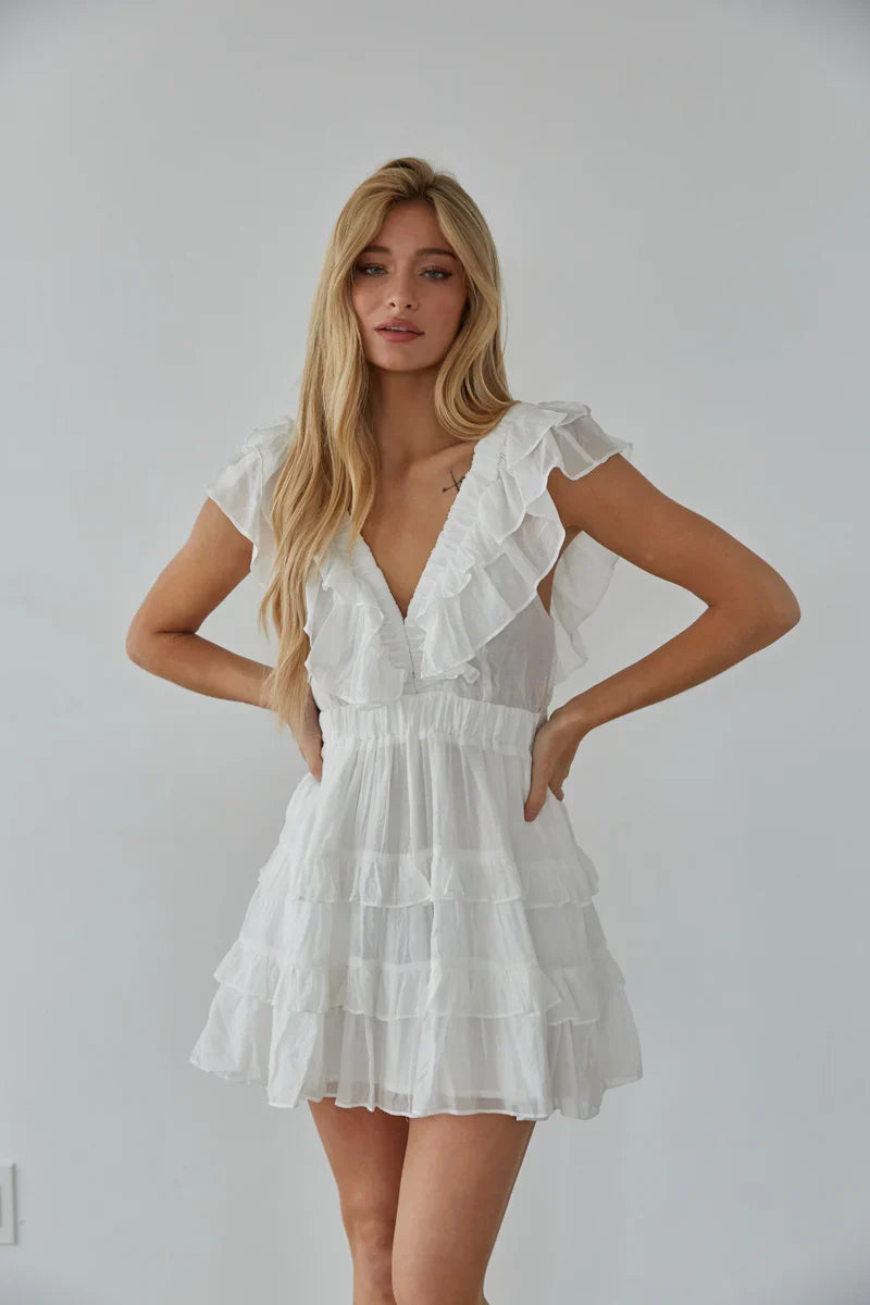 Xena Flutter Sleeve Mini Dress