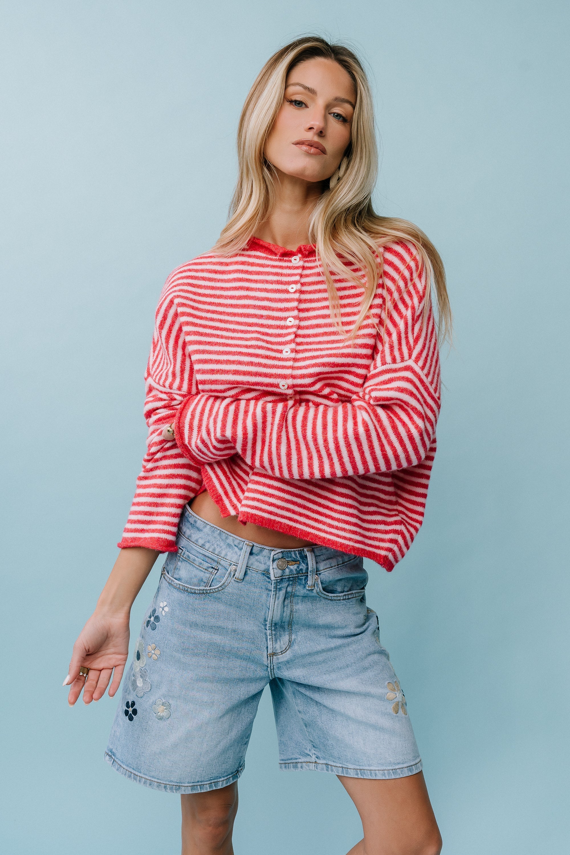 Miriam Striped Cardigan in Pink