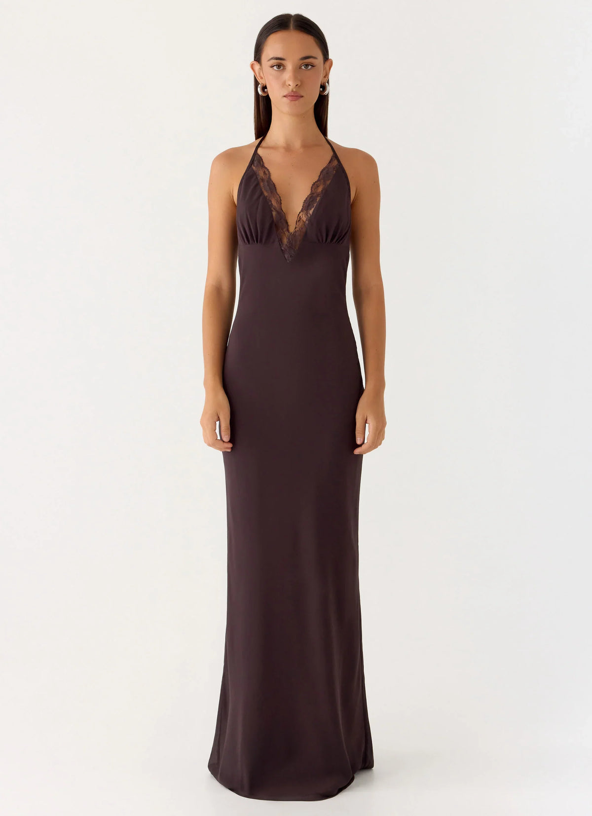 Indya Halter Maxi Dress Chocolate